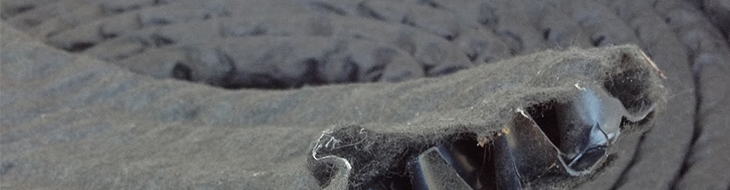 A close up shot of strip drain fabric